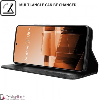 Dirbtinės odos atverčiamas dėklas su skyreliais - juodas (Asus Zenfone 11 Ultra) Dirbtinės odos atverčiamas dėklas su skyreliais - juodas (Asus Zenfone 11 Ultra)